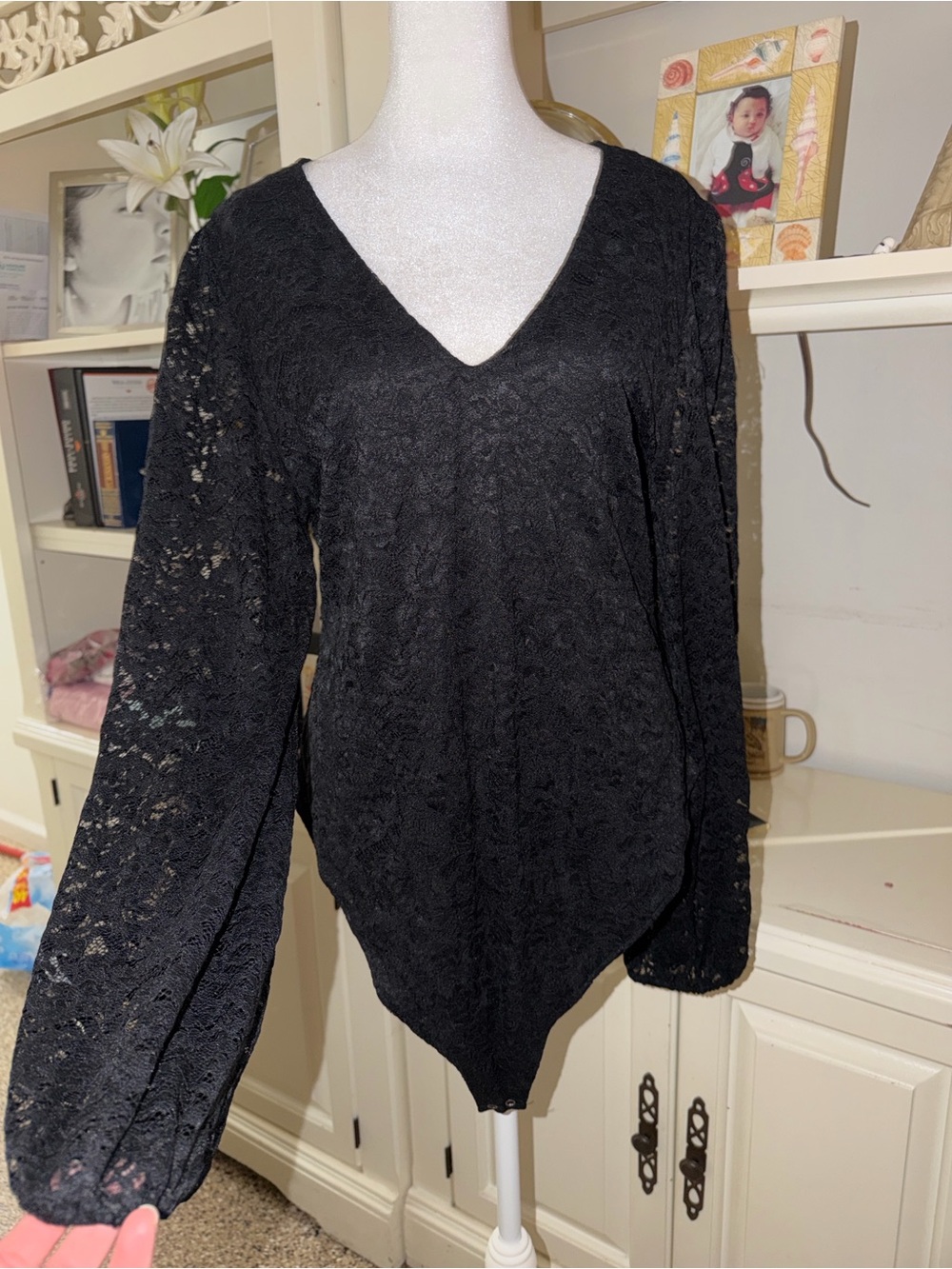 sofia by sofia vergara Black Lace V-Neck Bodysuit